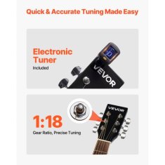 VEVOR Akustična kitara Dreadnought začetni komplet 10414 mm črna