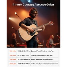 VEVOR Akustična kitara z izrezom začetni komplet 1030x398x120 mm naravna