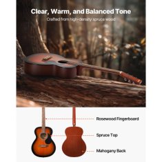 VEVOR Akustična kitara Dreadnought 1000x380x105 mm Sunburst