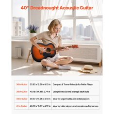 VEVOR Akustična kitara Dreadnought 1000x380x105 mm Sunburst