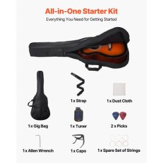 VEVOR Akustična kitara Dreadnought 1000x380x105 mm Sunburst