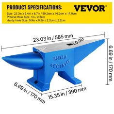 VEVOR Anvil Enoročni rog 592x170x162 mm 40 kg Kovinsko orodje za obdelavo