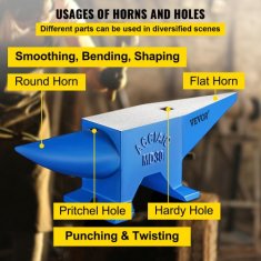 VEVOR Anvil Horn nakoval 355x110x160 mm črna