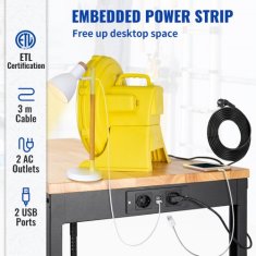 VEVOR Delovna miza O6120L 155x51x80-105 cm rjava