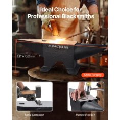 VEVOR Anvil Enoročni ročaj 655x185x200 mm 60 kg