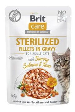 Brit Care Cat Fillets in Gravy Sterile. Losos in tuna 85g