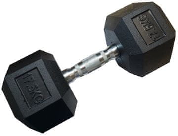 Kubisport Enoročna šesterokotna hanta HEX 17,5 kg gumirana