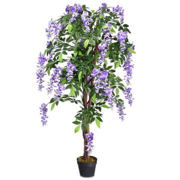 Northix Umetna palma 150 cm z vijoličnimi cvetovi - Umetno drevo z bujnim listjem