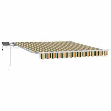Vidaxl Retraktilna tenda z LED lučmi Zelena in rumena 300 x 250 cm