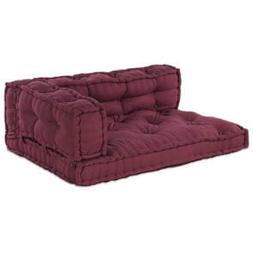 Vidaxl Blazina za paletni kafi 3 szt. Bordo 120 x 80 x 38 cm Blago
