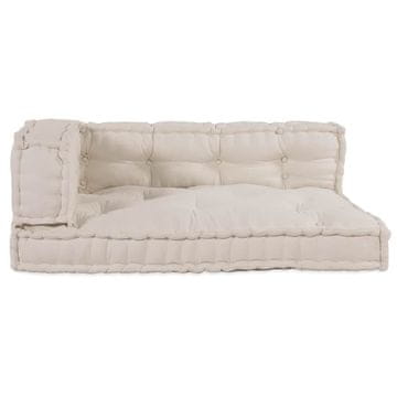 Vidaxl Blazina za paletni kafi 3 szt. Krem 120 x 80 x 34 cm Blago