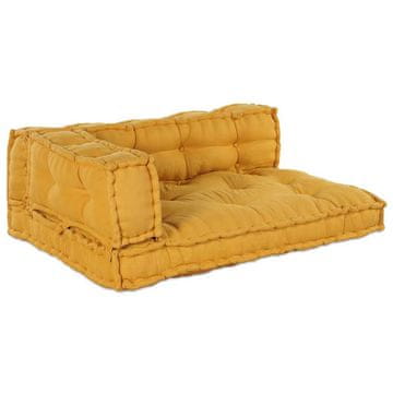 Vidaxl Blazina za paletni kafi 3 szt. Rumena 120 x 80 x 38 cm Blago