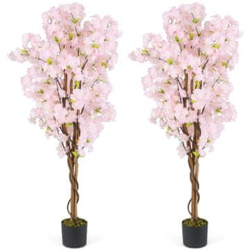 Northix Komplet umetnih češnjevih dreves, 150 cm, roza, 2 kosa