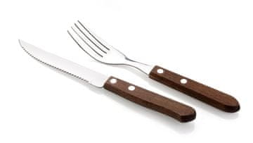 Banquet Pribor za peko na žaru (6+6 kosov) iz nerjavečega jekla, lesen ročaj temen.