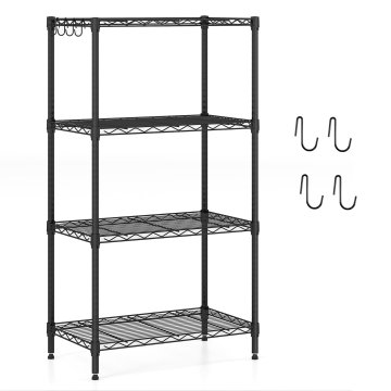 Northix 4-nivojska nastavljiva kovinska polica 59x34x108 cm črna 272 kg nosilnost
