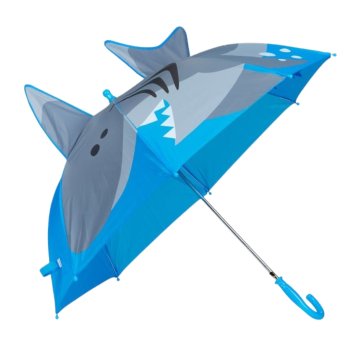 Northix Otroški dežnik z motivom morskega psa 3D plavuti in gumb