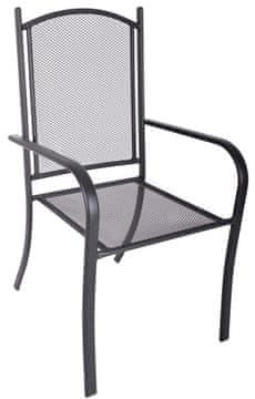 Rojaplast Kovinski vrtni stol črne barve, stohljiv, dimenzije 101x58x61 cm