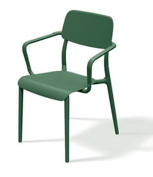 Prosperplast Plastični stol z nasloni za roke RIMO, temno zelena, 57×55,5×84 cm