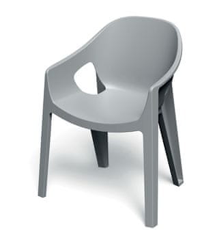 Prosperplast Plastični stol z nasloni za roke PREMO, svetlo siv, 56×65×82,5 cm