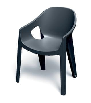 Prosperplast Plastični stol z nasloni za roke PREMO, antracit 65×56×82,5 cm