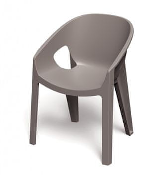 Prosperplast Plastični stol z nasloni PREMO 56 × 61,5 × 81,5 cm, zemeljsko rjav