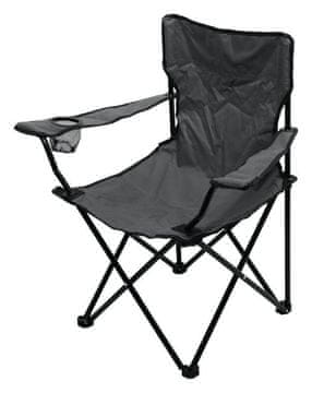 Cattara Zložljiv kamping stol Cattara BARI s držalom za pijačo, siv (90 kg)