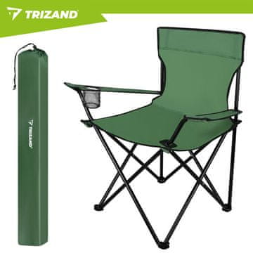 Trizand Zložljivo zelena ribiška stolica z nastavljivimi nasloni za roke in držalom za pijačo