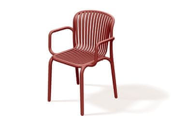 Prosperplast Plastični stol z nasloni za roke BRENE, retro rdeč, 53 × 57,5 × 82,5 cm