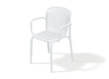 Prosperplast Vrtni stol z nasloni za roke BRENE, bel, plastičen, 82,5 cm