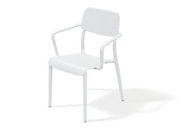 Prosperplast Plastični stol z nasloni za roke RIMO, bel, 55,5 × 57 × 84 cm