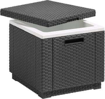 KETER Keter Ice Cube vrtna miza 3v1 z hladilnim boksem, grafitna, 42 x 41 x 42 cm
