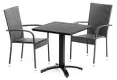 CASARREDO Vrtna garnitura Dortmund+Essen (miza 69x69 cm + 2 stola), črna/antracit