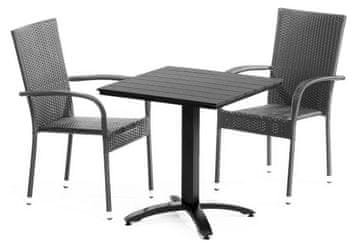 CASARREDO Vrtna garnitura Dortmund+Essen (miza 69x69 cm + 2 stola), črna/antracit