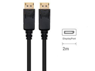 Kabel DisplayPort 1.4, M/M, 8K 60Hz, 4K 240Hz, Shielded, 2m, črn, EC1406