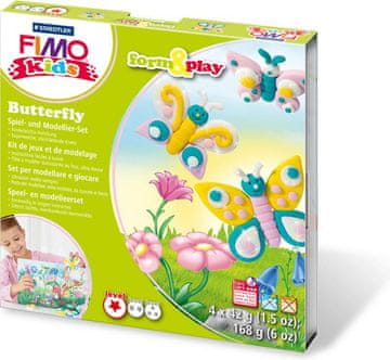 Rayher.	 FIMO Kids set metulj, 4x42g, modelirka, navodila, scena