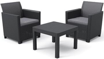 KETER Komplet CLAIRE za balkon z grafitnimi stoli in mizo