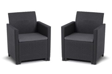 KETER Marie Duo Komplet - Grafitni Vrtni Sedeži s Blazinami