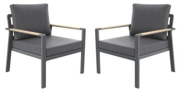 Rojaplast Elegantni Aluminijasti Vrtni Sedeži z Blazinami – SIBIU DUO Set 2 Kos
