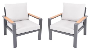 Rojaplast ROTTERDAM DUO Aluminijasta Kresla - Paket 2 Kosov - Teak Područke