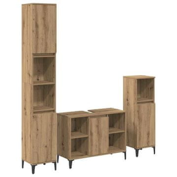 Vidaxl Komplet pohištva za kopalnico s polico 3 pcs Umetni hrast