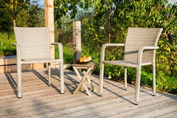 Dimenza Vrtni set iz umetnega ratana Barcelona, siv (2 stola + miza 70×70 cm, steklo)