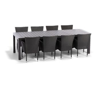 IWHOME Raztegljiv jedilni set GRANADA XXL antracit + 8 stoli BARCELONA antracit