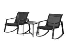 Dimenza Vrtni gugalni set 3-delni (2 gugalna stola + mizica), jeklo, tekstilen, črn
