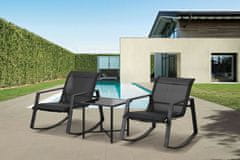 Dimenza Vrtni gugalni set 3-delni (2 gugalna stola + mizica), jeklo, tekstilen, črn