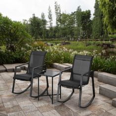 Dimenza Vrtni gugalni set 3-delni (2 gugalna stola + mizica), jeklo, tekstilen, črn