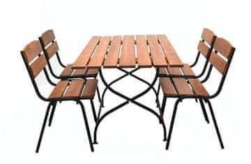 eoshop Leseni vrtni set WEEKEND 1: miza + 4 stogljivi stoli