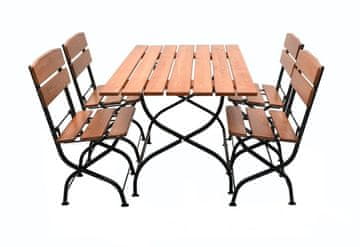 eoshop Leseni vrtni set WEEKEND 3: miza + 4 zložljivi stoli