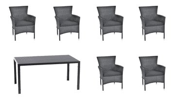 IWHOME Ekskluzivni Vrtni Set VIGO L z 6 Stoli BARCELONA v Antracit Barvi