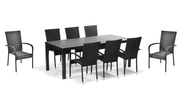 IWHOME Jedilni set VIGO XL antracit z 8 zložljivimi stoli MADRID