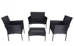 CASARREDO Vrtni set iz umetnega ratana IBIZA: 2-sed, 2 fotelja in miza, črn